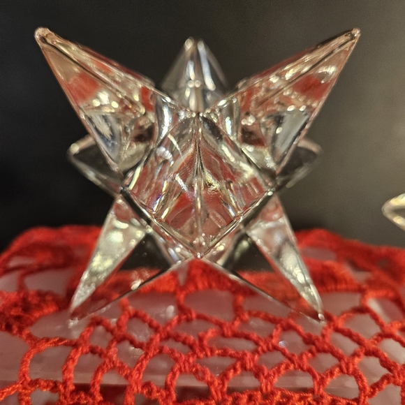 Vintage Set of Two Rosenthal Studio Lead Crystal Diamond Star Candle Holders - Picture 4 of 9